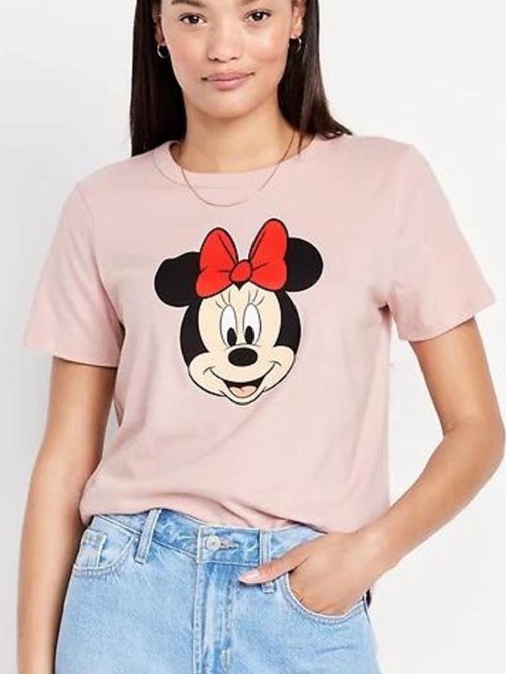 Old Navy x Disney Pink Minnie Mouse Graphic Tee with Red Bow